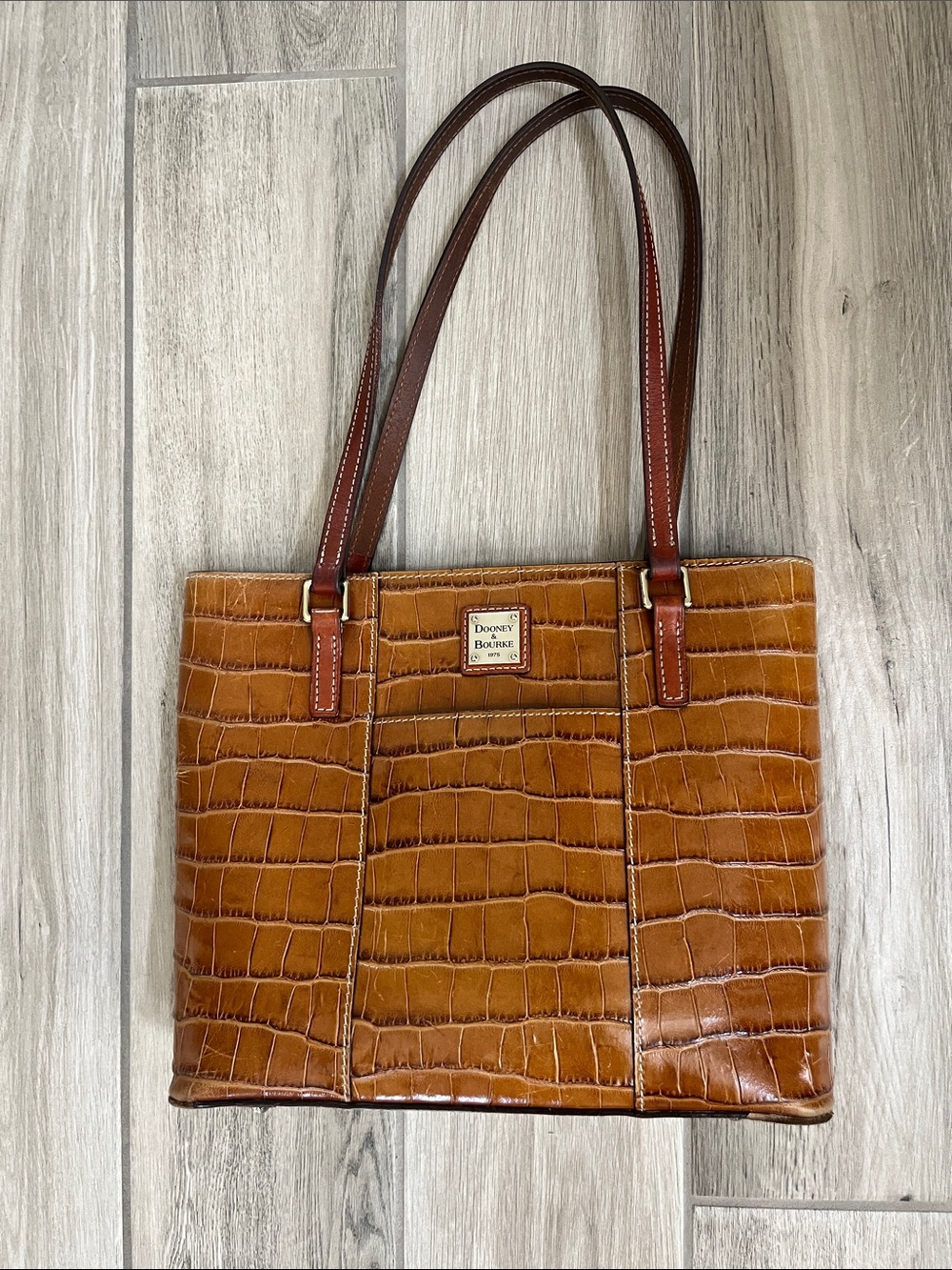 Dooney & Bourke Lexington tote in croc-Embossed brown leather